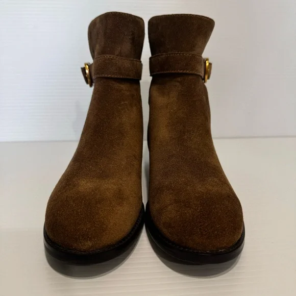 New Tory Burch Brooke Buckle Brown Suede Ankle Boots Size 8 - Picture 5 of 13